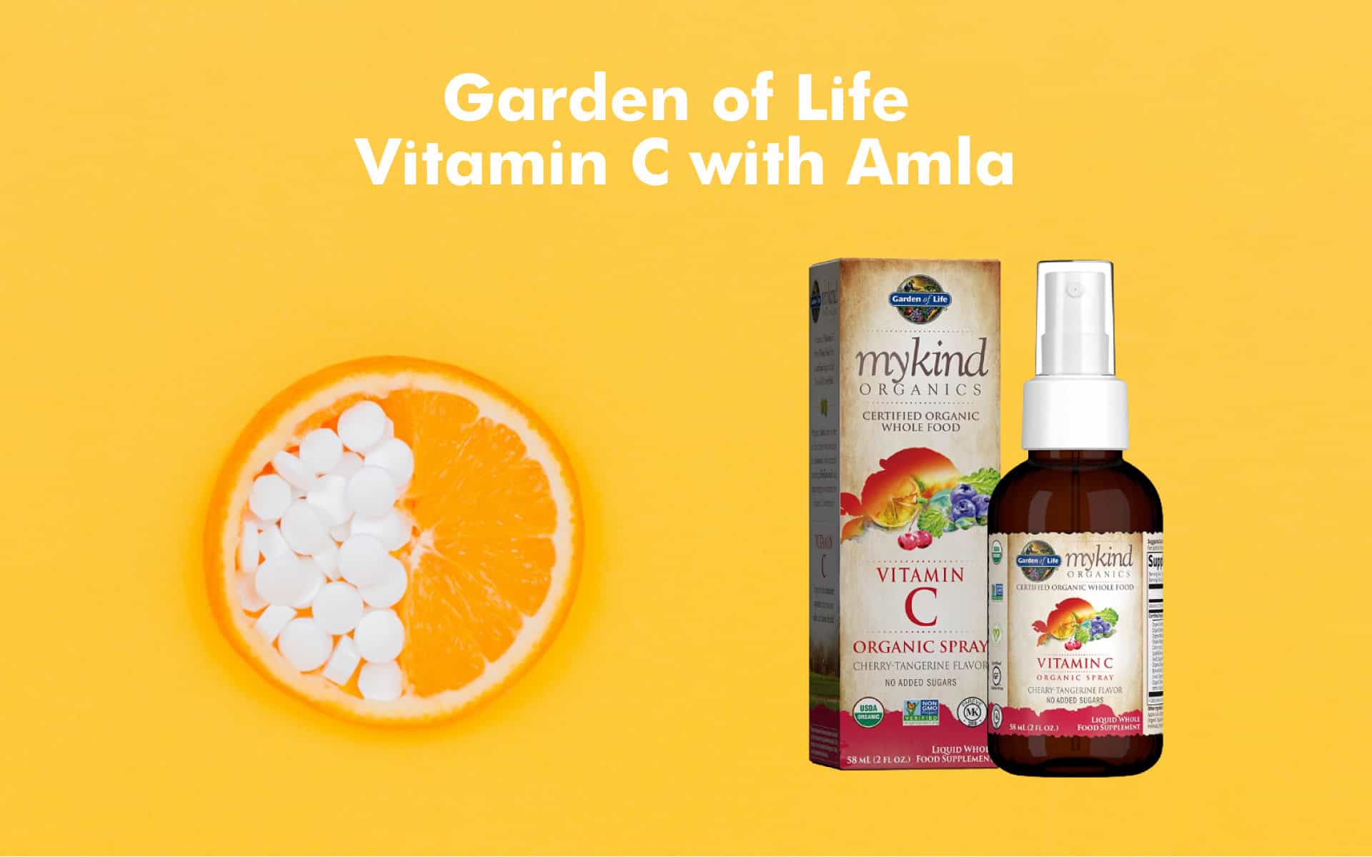 Garden of Life vitamin C spray bottle and carton