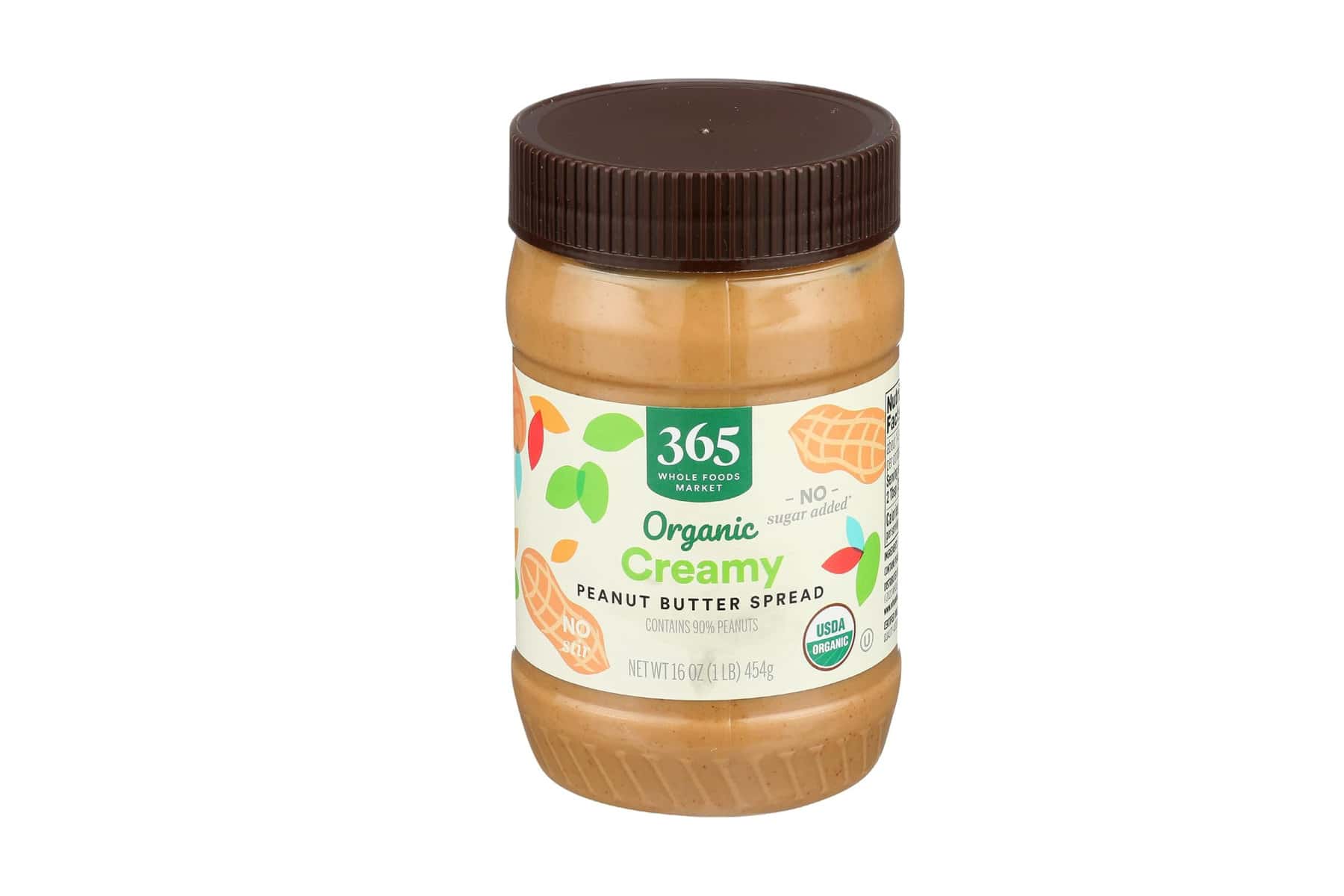 365 Organic Creamy Peanut Butter Spread, unsweetened No Stir, 16 oz jar.