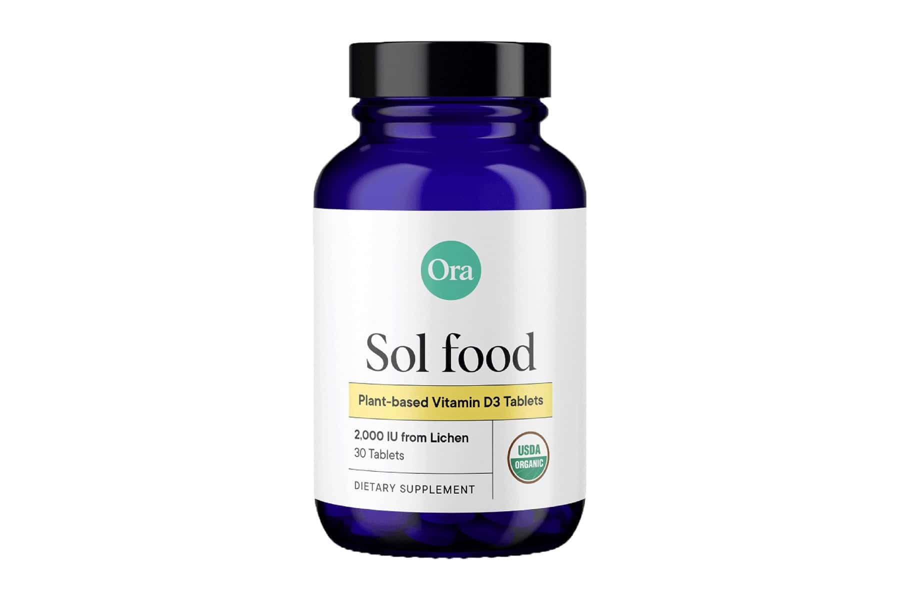Ora Organic Sol Food Plant-based Vitamin D Tablets, 30 tablets.