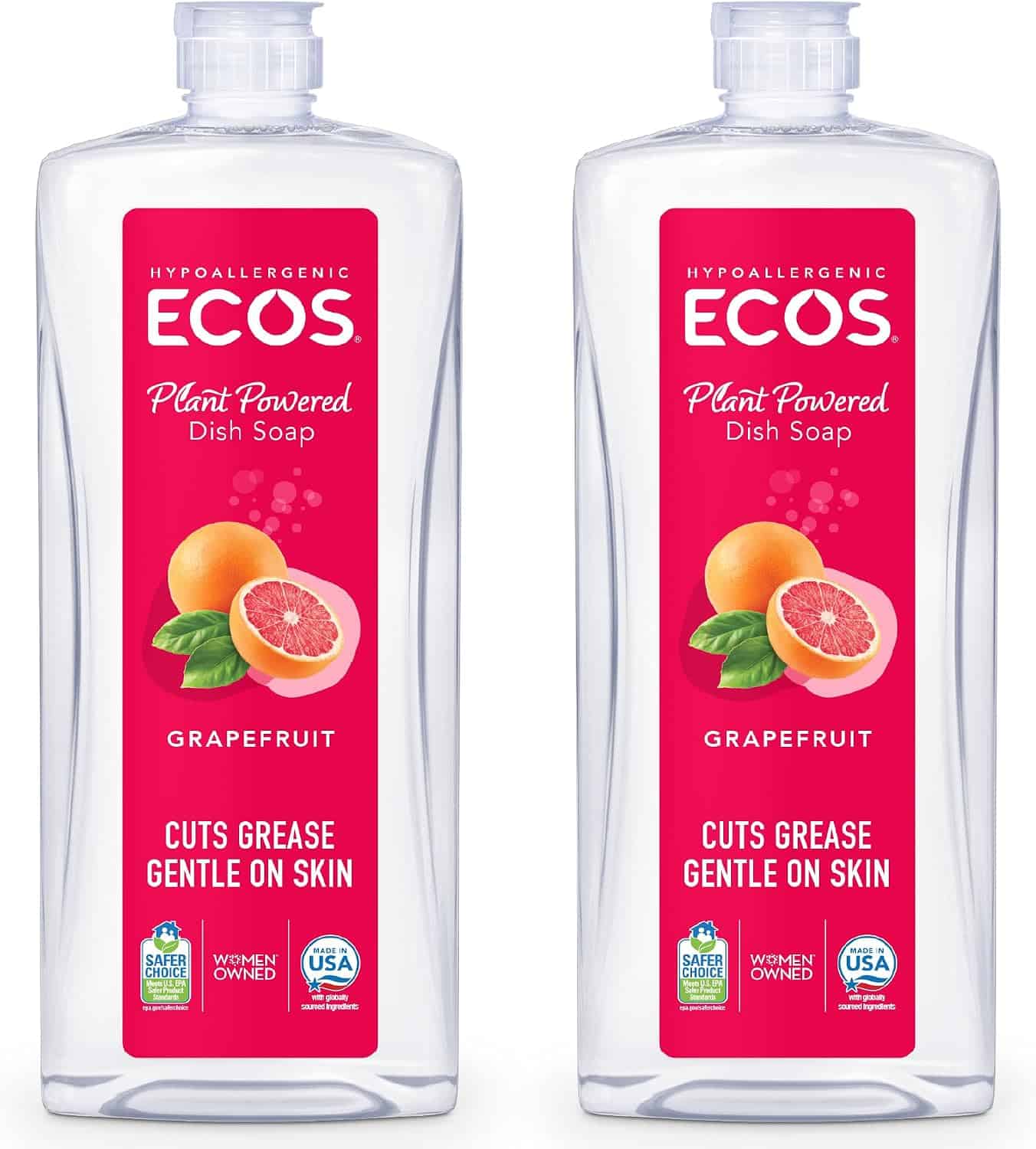 Two ECOS Grapefruit Dish Soap bottles