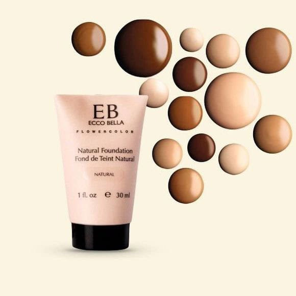 Ecco Bella FlowerColor liquid foundation tube with illustrated shade colors