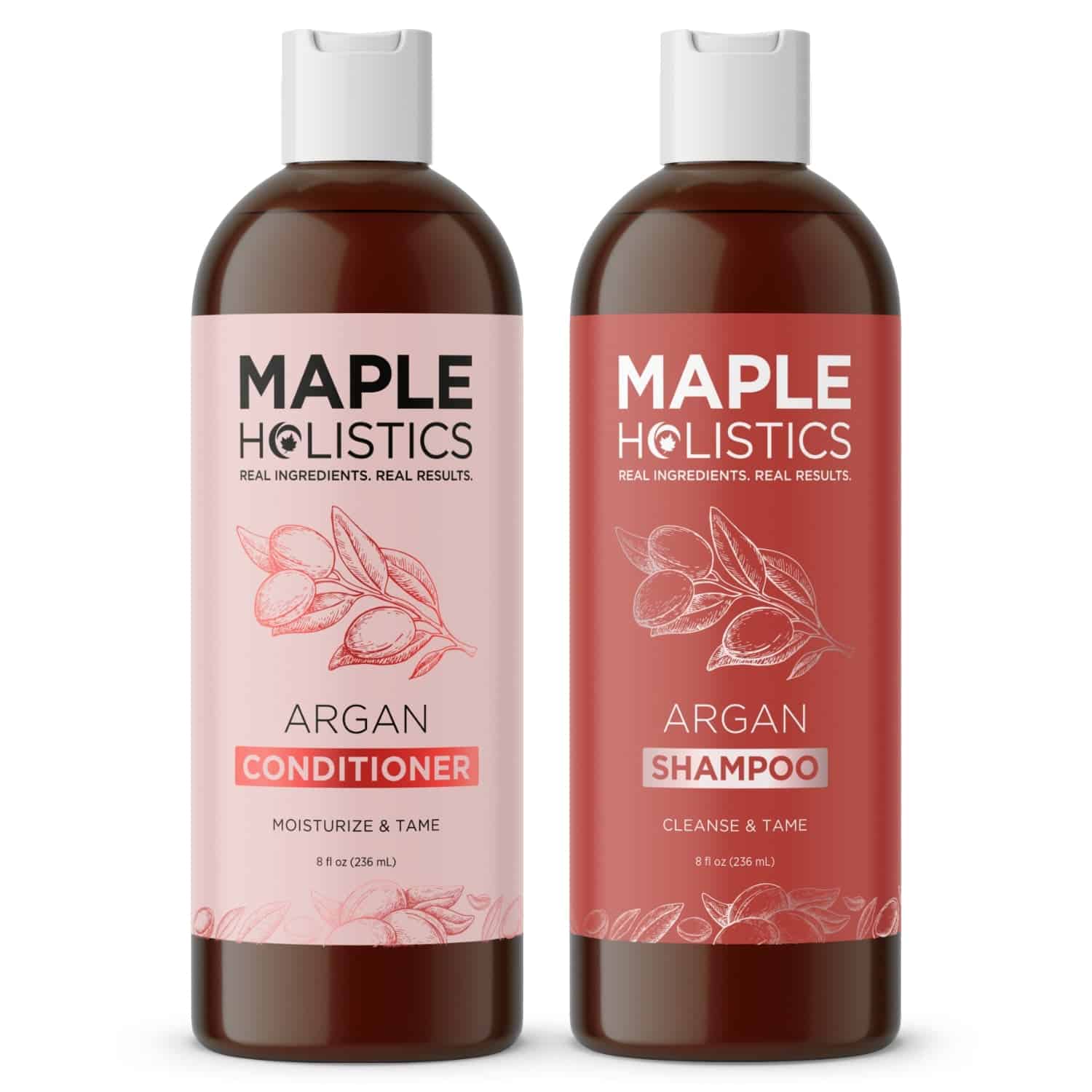 Maple Holistics Argan shampoo and conditioner bottles