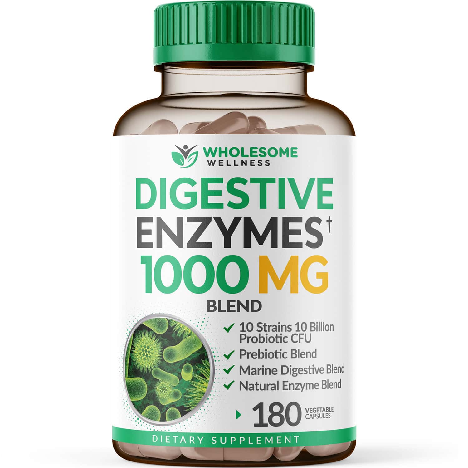Wholesome Wellness Digestive Enzymes 1000MG Plus product photograph