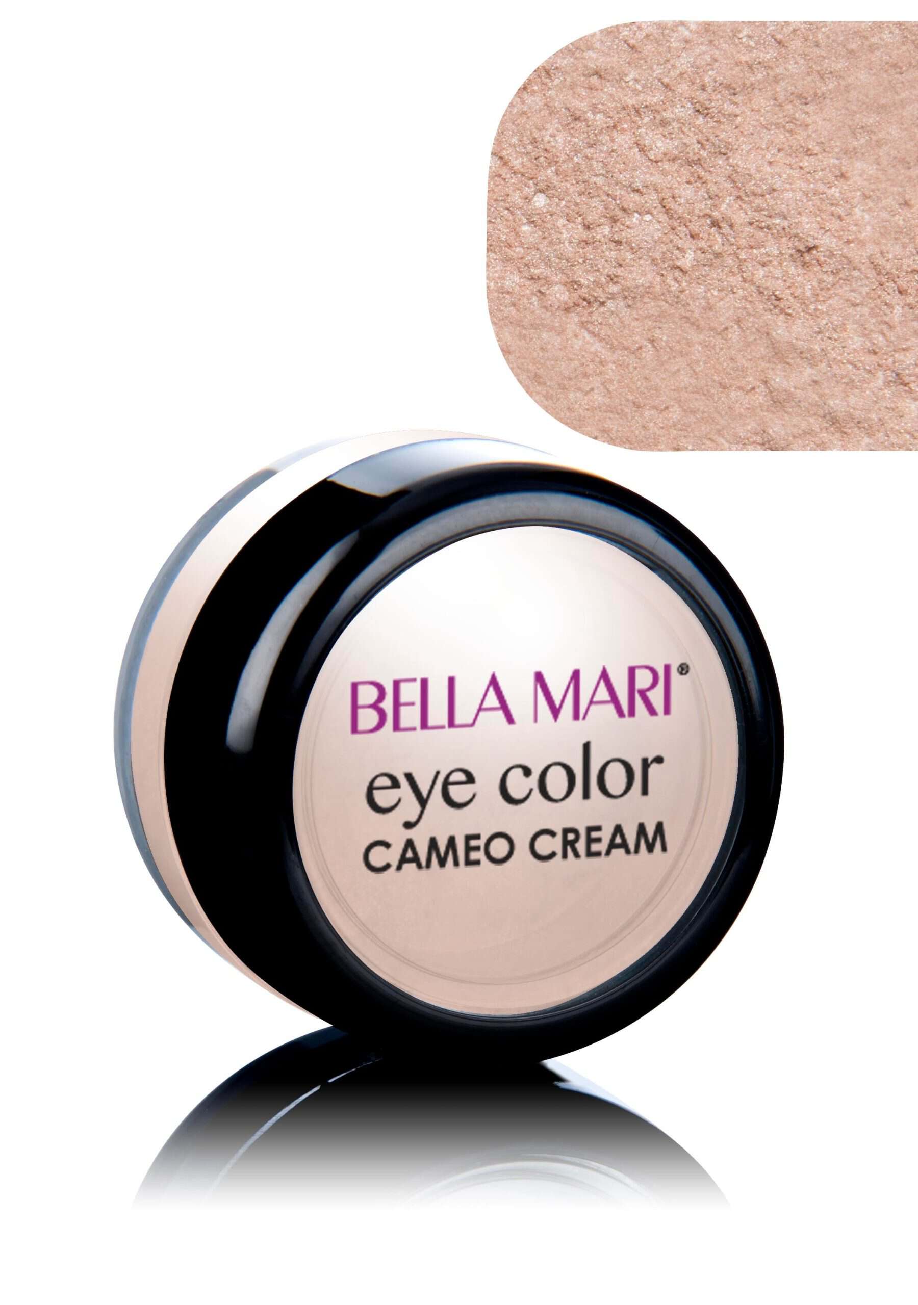 Bella Mari Cameo Cream eye-color pot and shade swatch