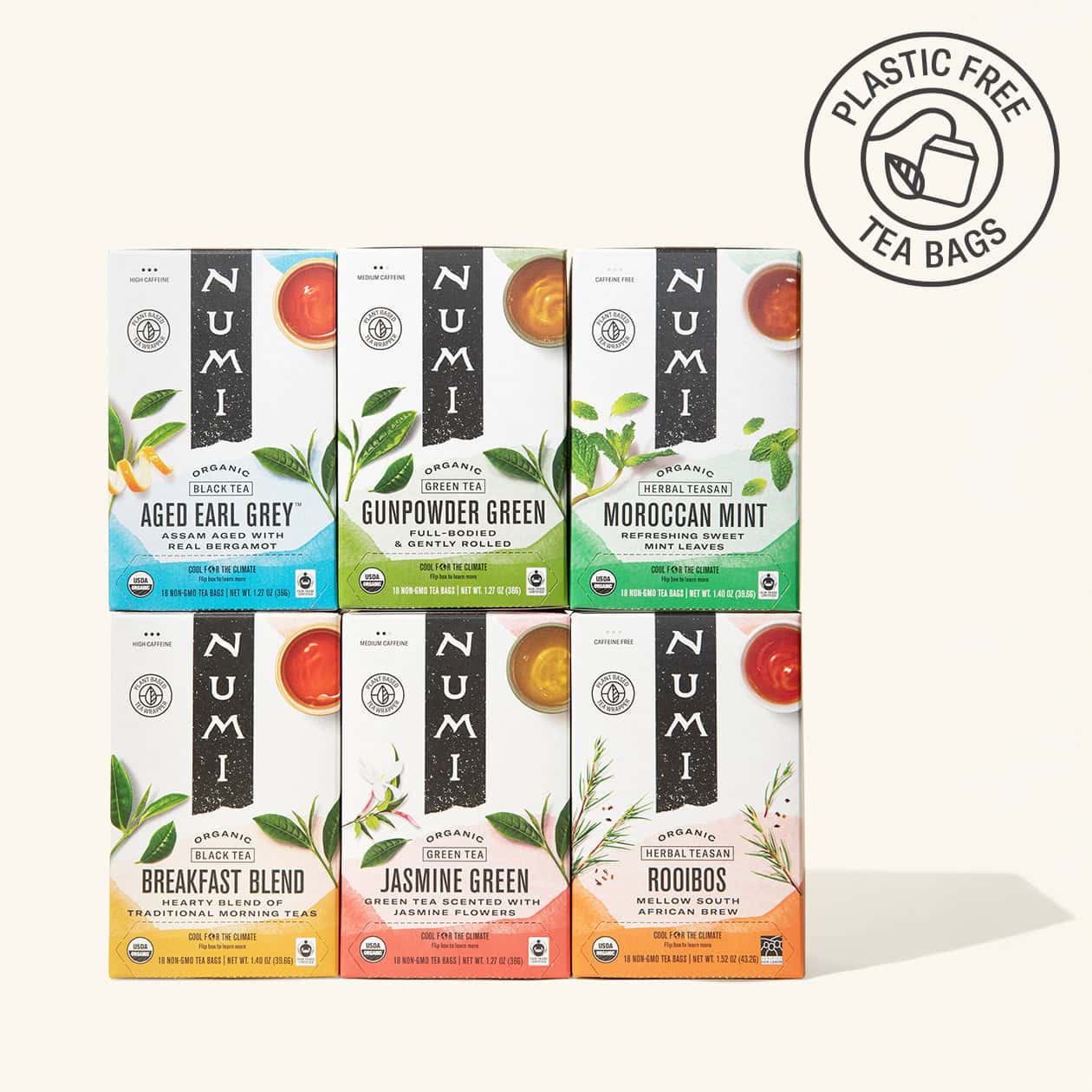 Numi bestselling tea variety pack, six boxes
