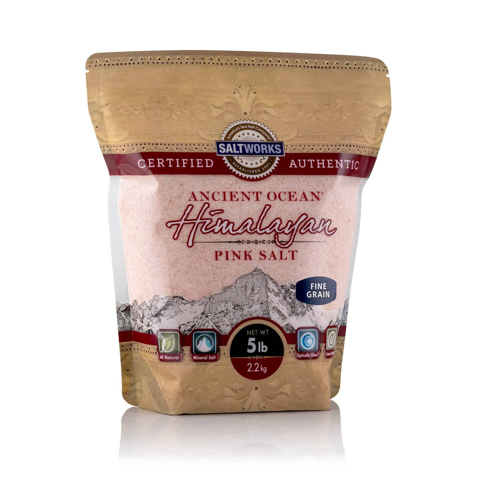 SaltWorks Ancient Ocean Himalayan Pink Salt in a 5 lb bag