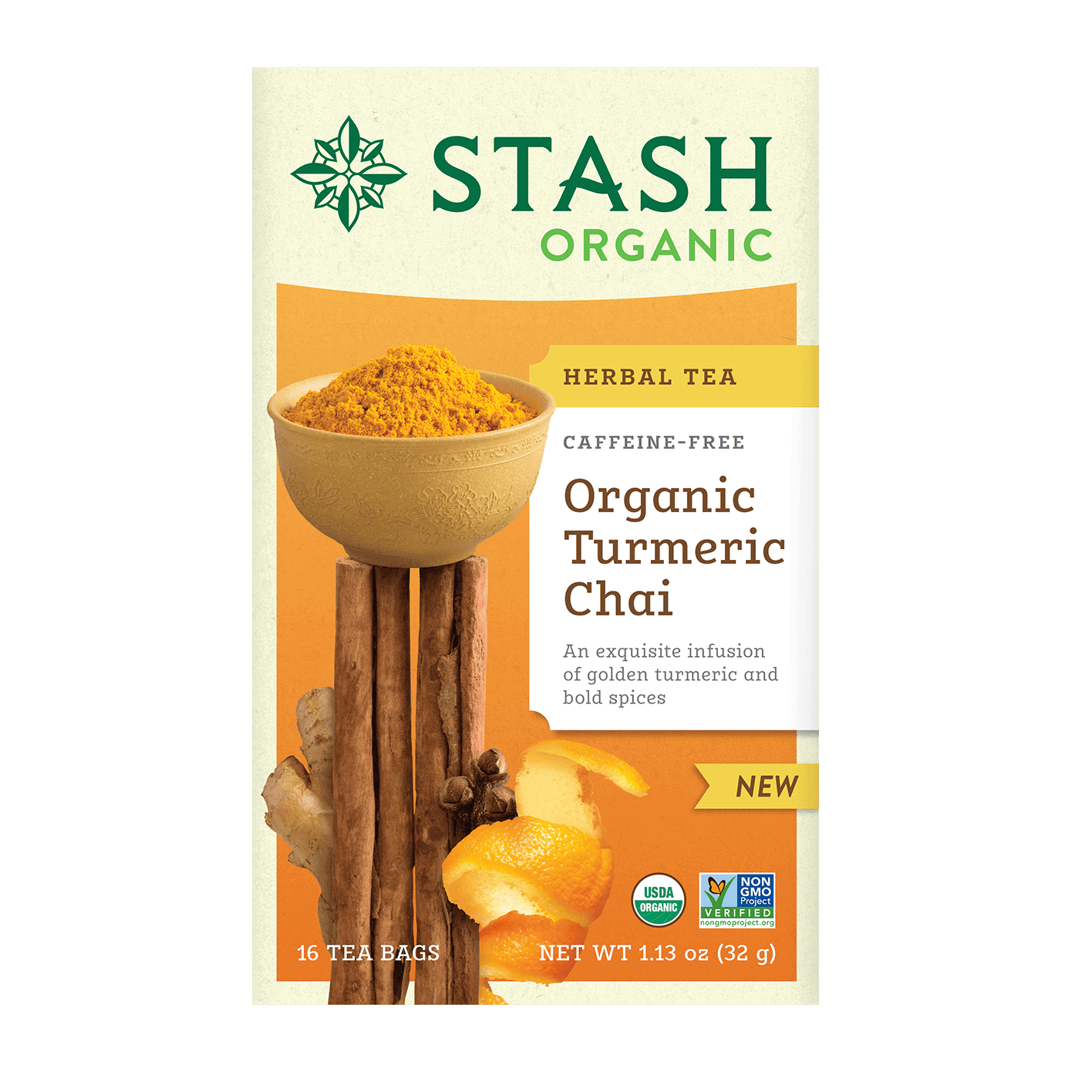 Stash Organic Turmeric Chai, 16 tea bags